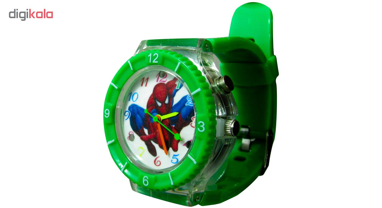 ساعت مچی عقربه ای بچه گانه مدل Spider man Green
