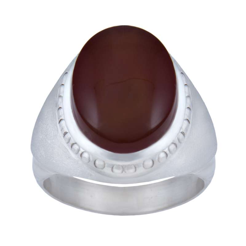 انگشتر نقره مردانه مدل سنگ عقیق اصل رکاب سیلندری کد AM_059