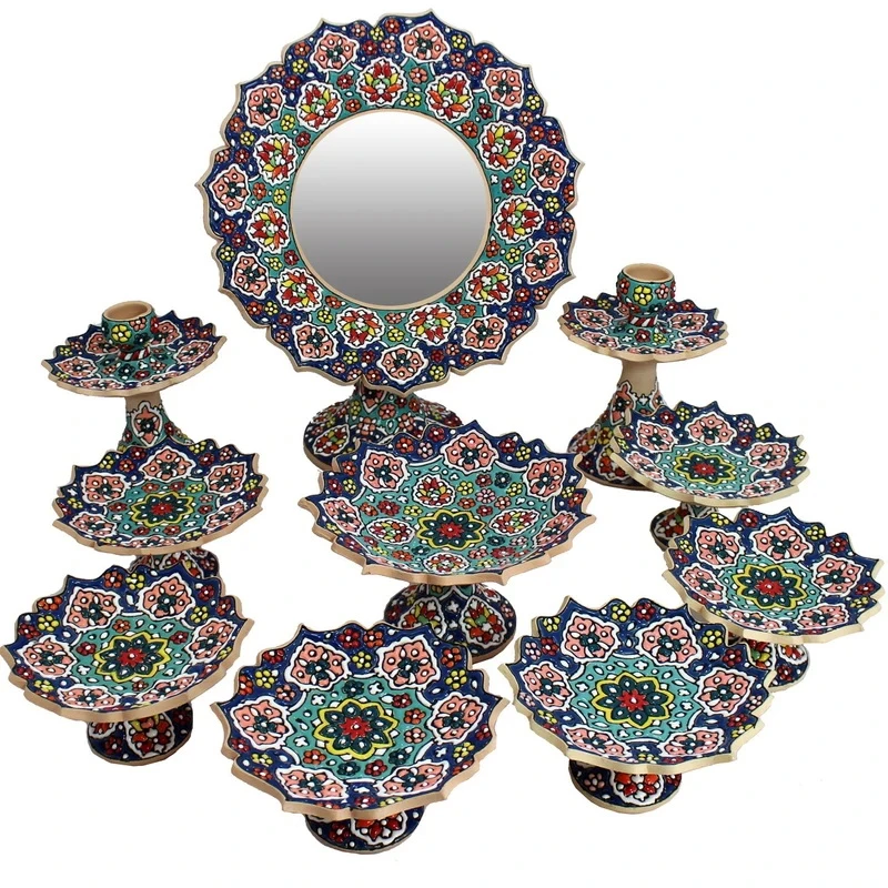 مجموعه ظروف هفت سین 10 پارچه مدل میناکاری کد arf-6