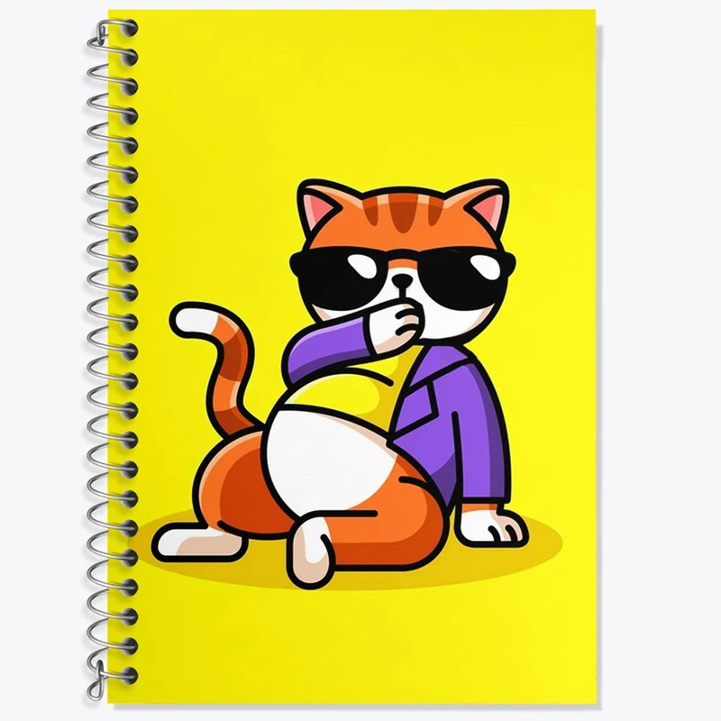 دفتر زبان 50 برگ خندالو مدل سه خط طرح حیوانات بامزه گربه کد 28366