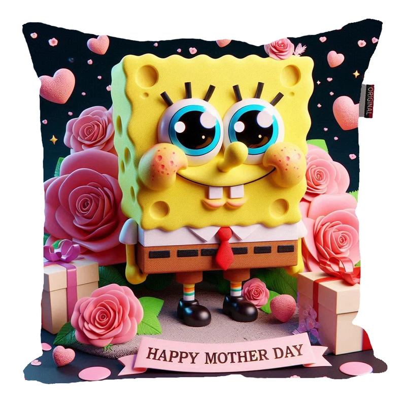 کوسن پاد آفرین مدل باب اسفنجی طرح روز مادر مبارک کد 140