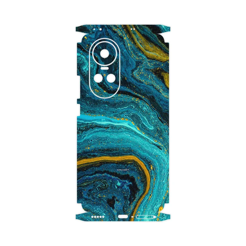 برچسب پوششی ماهوت مدل Turquoise marblewith golden streaks-FullSkin مناسب برای گوشی موبایل اپو Reno 10 5G