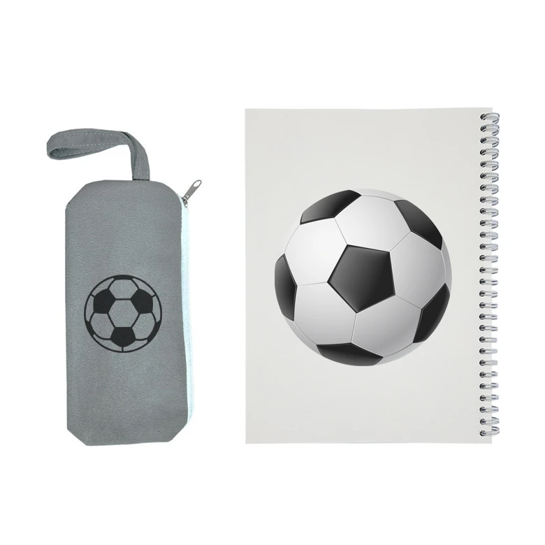 دفتر مشق 50 برگ مدل توپ فوتبال به همراه جامدادی