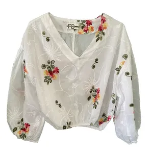 بلوز آستین سه ربع زنانه مدل گلدوزی