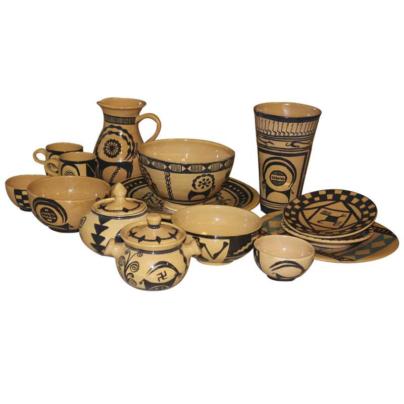 سرویس پذیرایی سفالی 16 پارچه طرح شوش کد SVS3