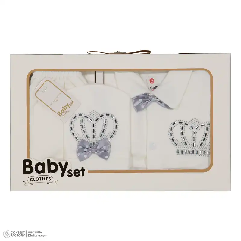 ست 5 تکه لباس نوزادی مدل تاج بهار