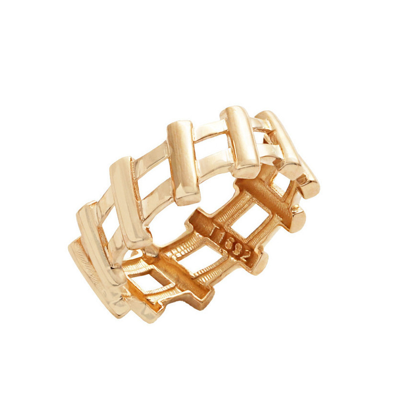 انگشتر طلا 18 عیار زنانه الی گالری مدل نرده ای مورب سایز 53