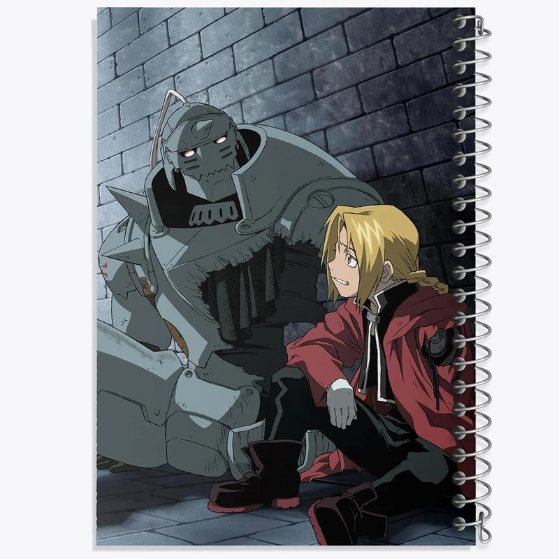 دفتر مشق 50 برگ خندالو مدل ادوارد و آلفونس انیمه کیمیاگر تمام فلزی  کد 12684