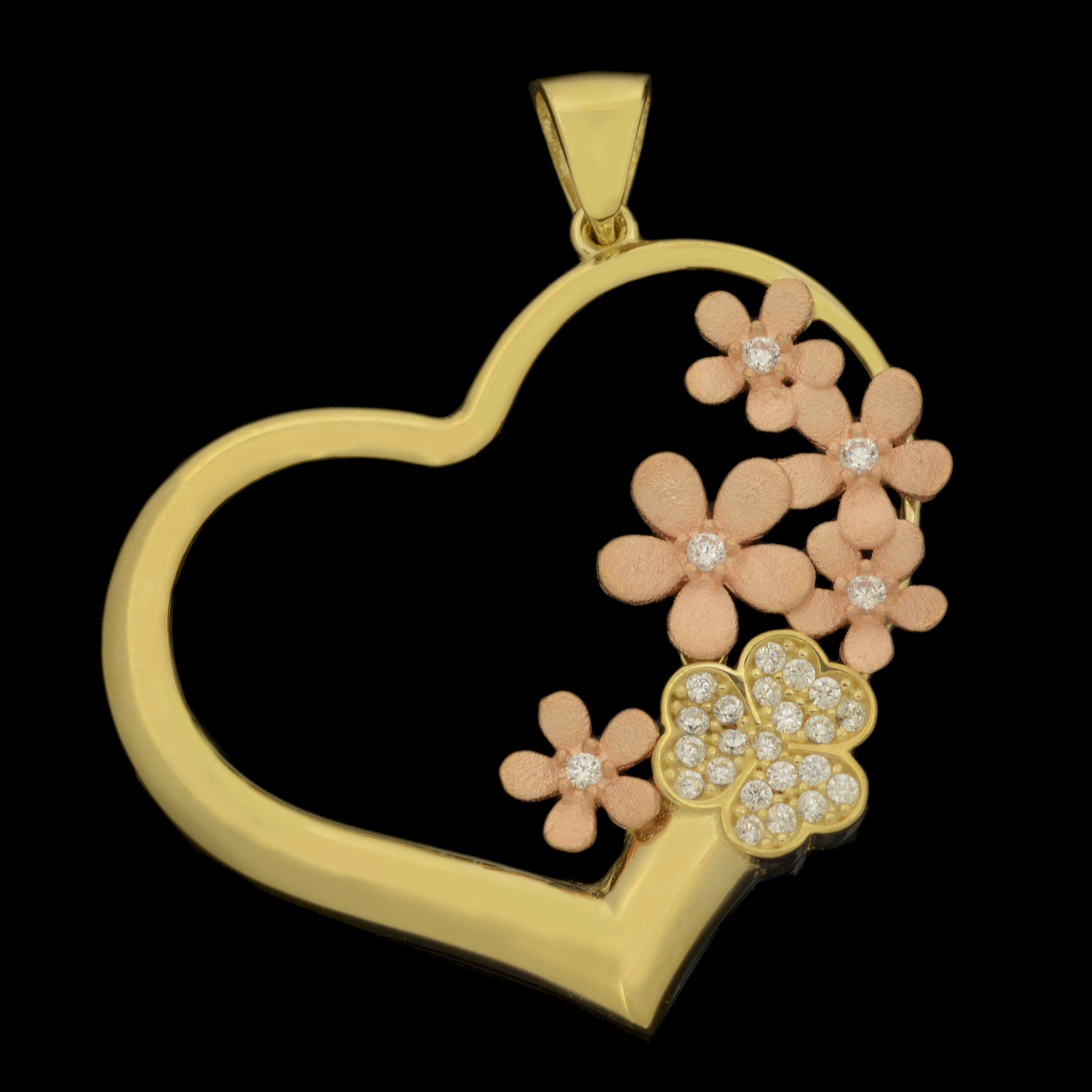 آویز گردنبند طلا 18 عیار زنانه طلای مستجابی مدل قلب گل و پروانه کد 6719
