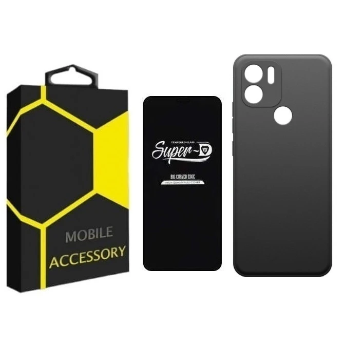 کاور مدل silicon مناسب برای گوشی موبایل شیائومی Redmi A1 Plus به همراه محافظ صفحه