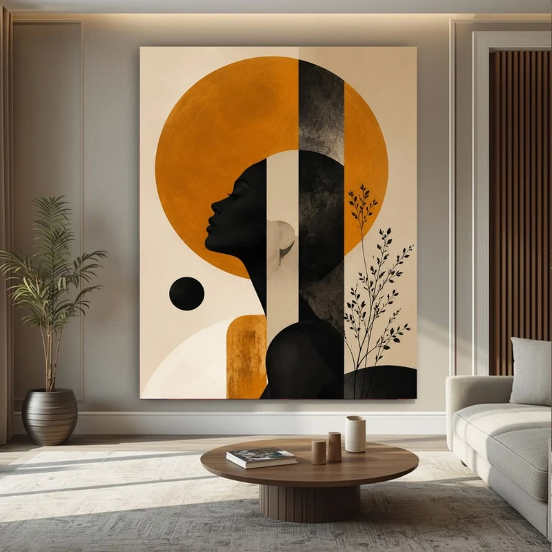 پوستر پارچه ای طرح مخمل  نیمرخ زن مدل مینیمال کد BK58124