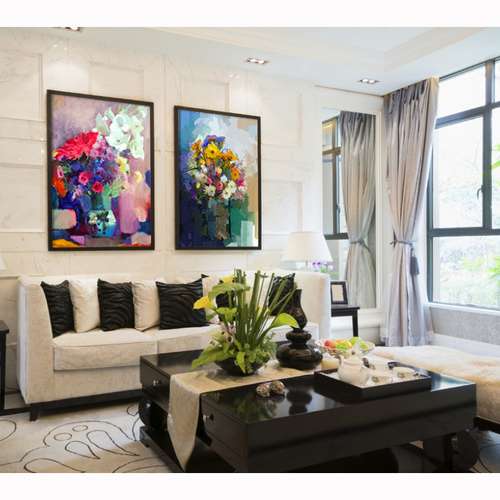 تابلو 2 تکه طرح گل مدرن کد AX14112