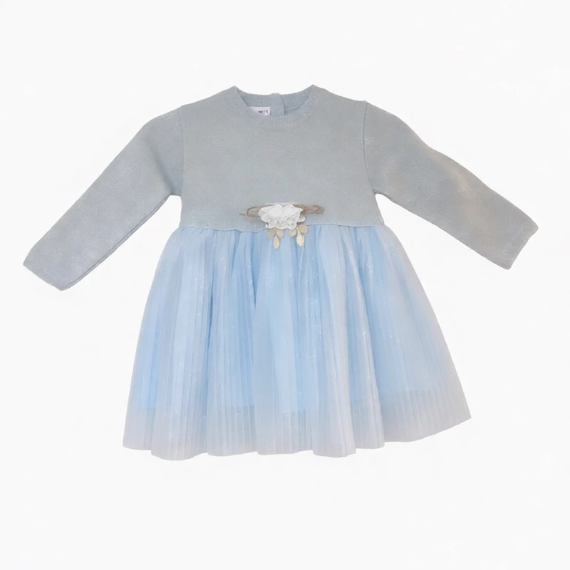 پیراهن آستین بلند یقه گرد دخترانه مدل عیدانه ۳۴۵۷