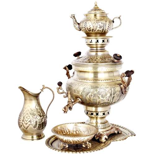 سرویس سماور زغالی کد 17020032 ظرفیت 8 لیتر