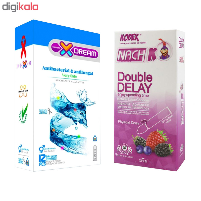 کاندوم ایکس دریم مدل Antibacterial بسته 12 عددی به همراه کاندوم تاخیری کدکس مدل Double Delay بسته 10 عددی کاندوم ایکس دریم مدل Antibacterial بسته 12 عددی به همراه کاندوم تاخیری کدکس مدل Double Delay بسته 10 عددی