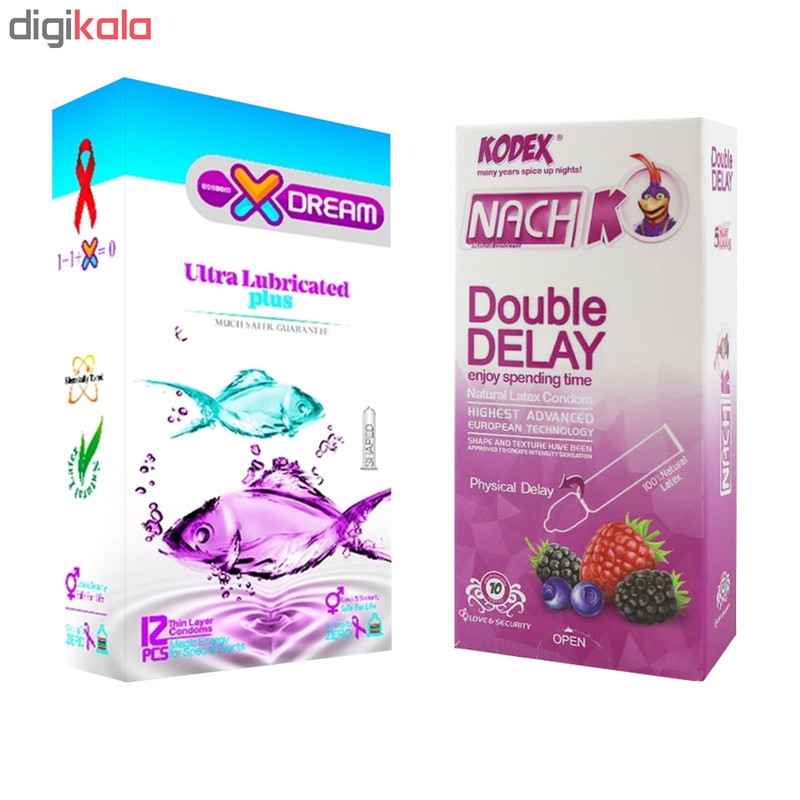 کاندوم ایکس دریم مدل Ultra Lubricated Plus بسته 12 عددی به همراه کاندوم تاخیری کدکس مدل Double Delay بسته 10 عددی
