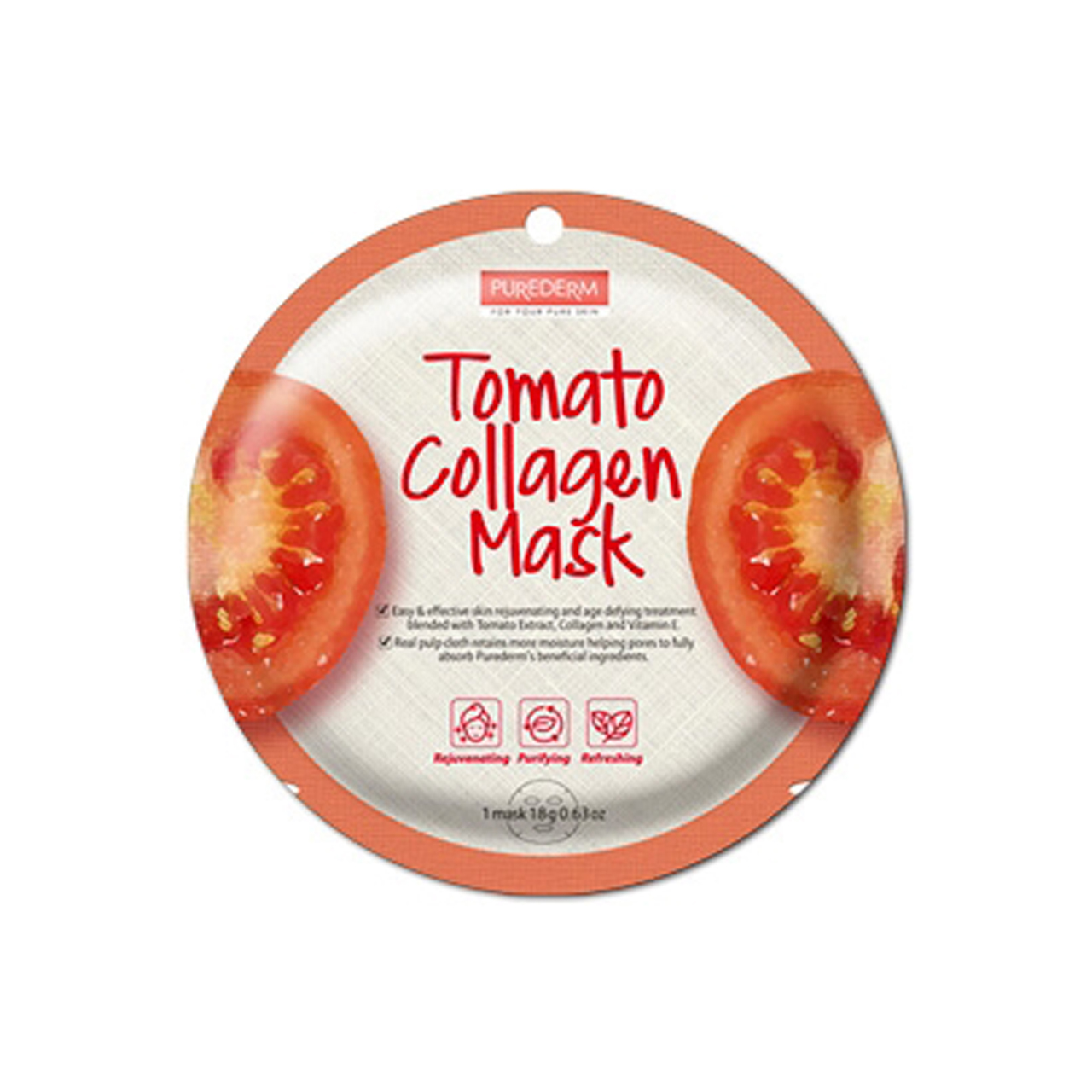 ماسک صورت پیوردرم مدل Tomato Collagen کد 1