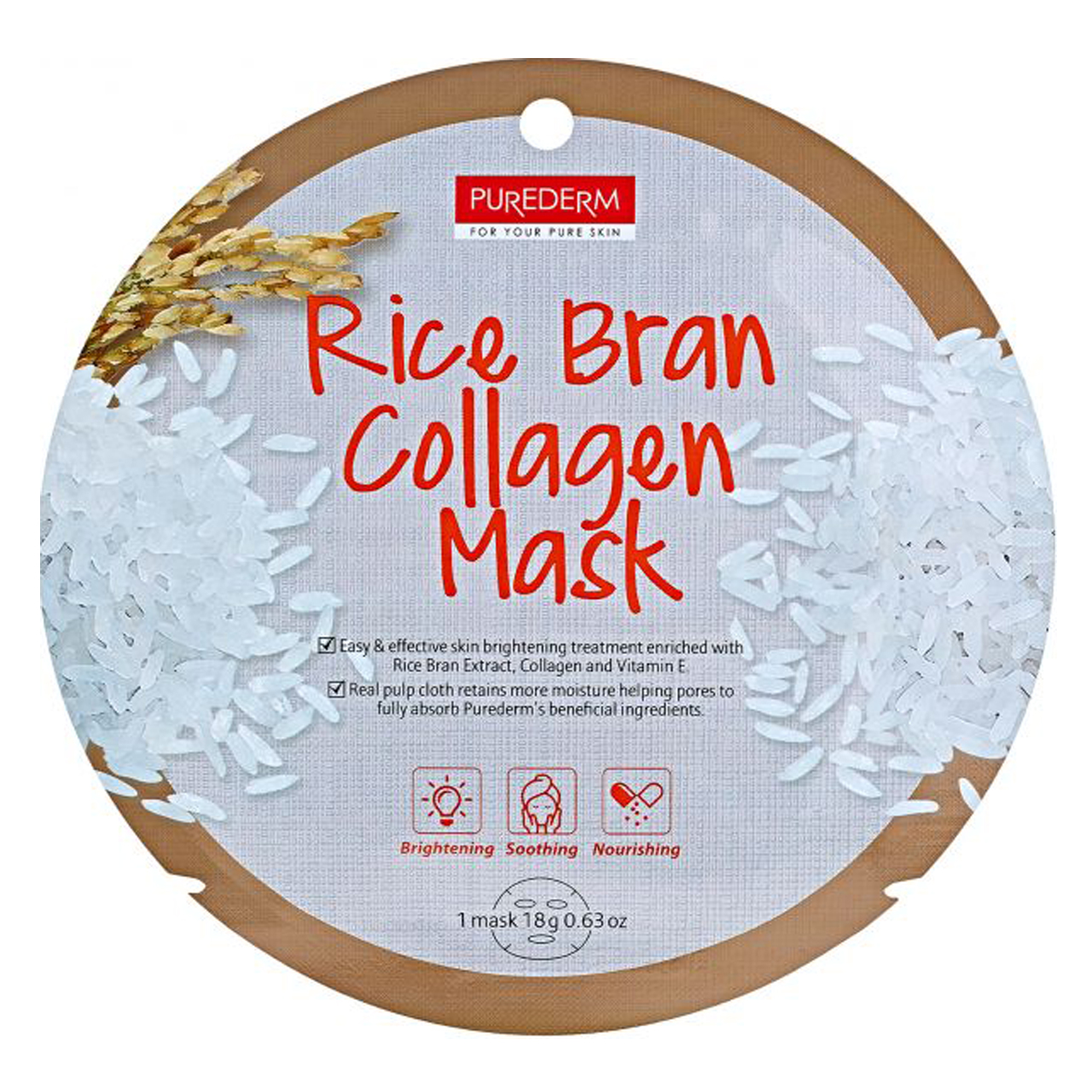 ماسک صورت پیوردرم سری Rice Bran Collagen کد 3 مقدار 15.0 گرم