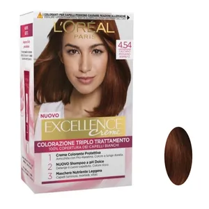 کیت رنگ مو لورآل مدل excellence cream شماره 4.54 حجم 48 میلی لیتر رنگ مسی ماهگونی