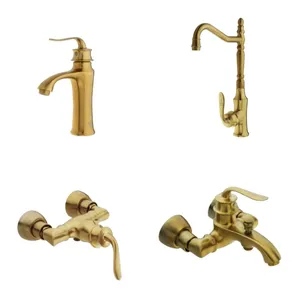 ست شیرآلات ایران گروه مزدک مدل هلن طلایی مات مجموعه 4 عددی