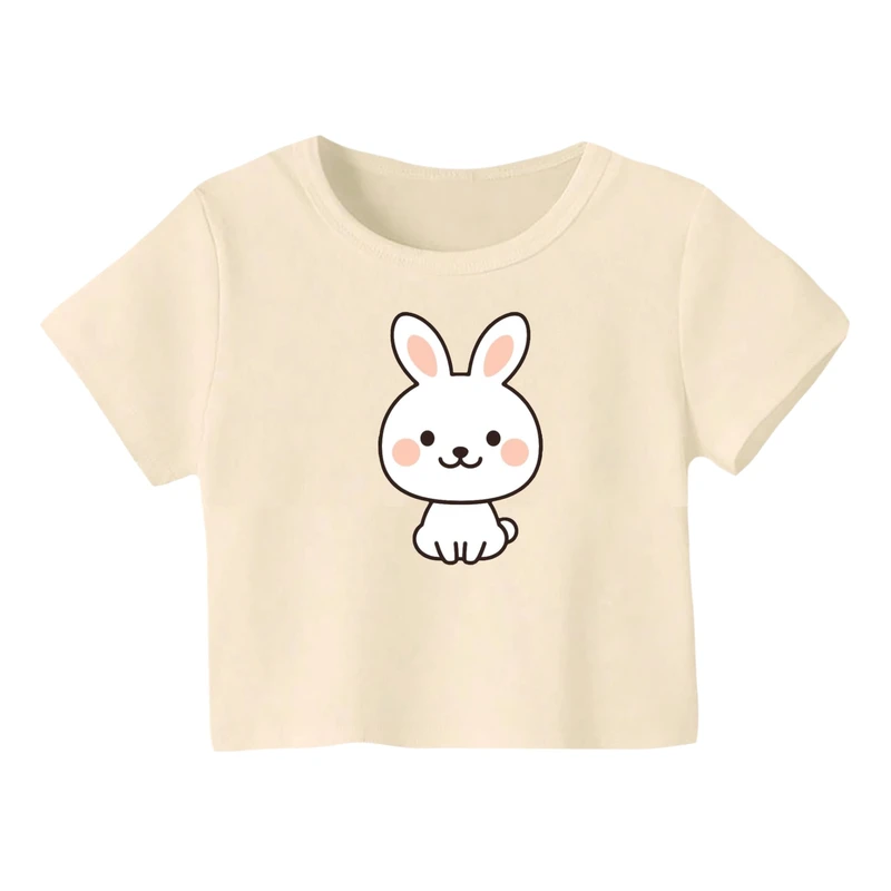 کراپ‌ تی‌شرت آستین کوتاه زنانه مدل خرگوش‌ کد 14