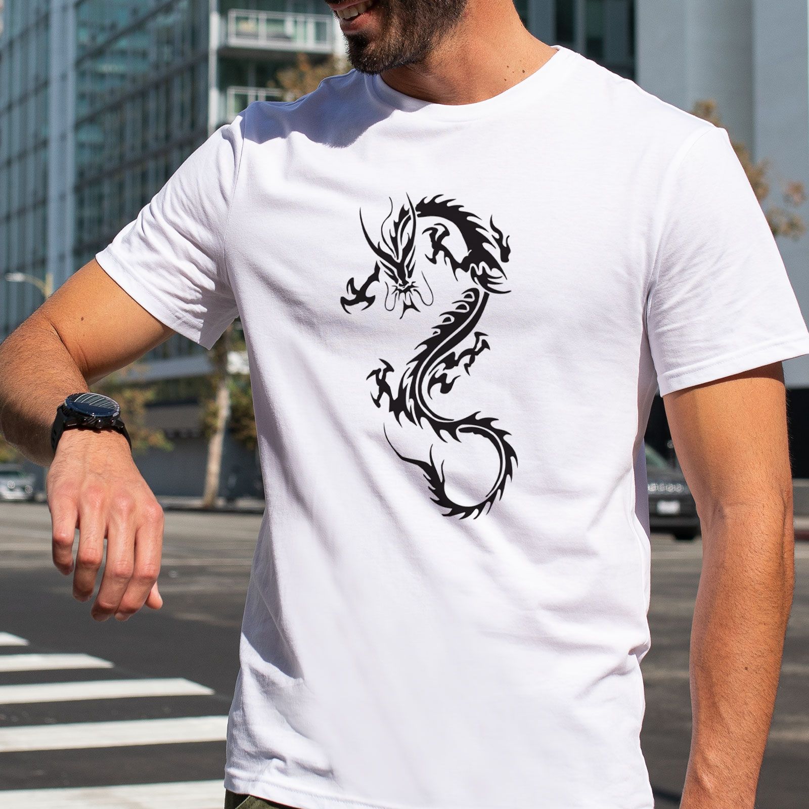 تی شرت آستین کوتاه مردانه هومرو مدل TW165 طرح اژدها -  - 6