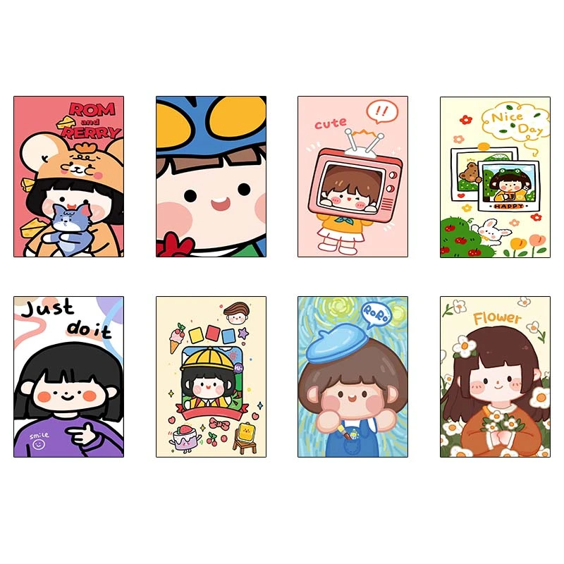 پوستر کارنيکا طرح دختر خندون Smiling Girl کد 62492 مجموعه 8 عددی