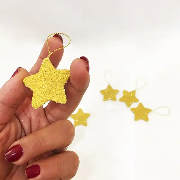 آویز تزیینی مدل ستاره کریسمس اکلیلی کد 439 بسته 5 عددی