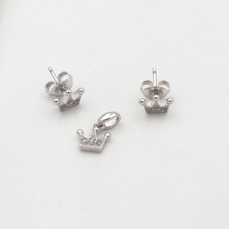 نیم ست نقره زنانه مدل تاج کد SHS-18 نیم ست نقره زنانه مدل تاج کد SHS-18