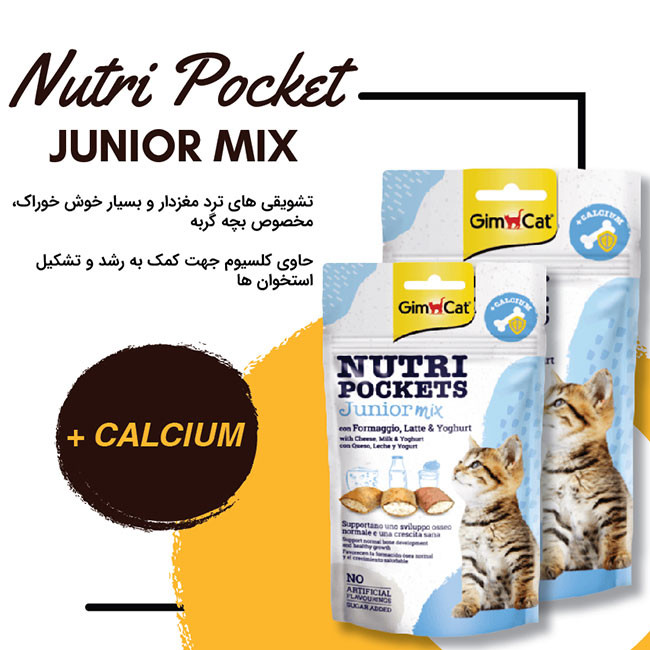 غذای تشویقی بچه گربه جیم کت مدل پنیر، شیر و ماست وزن 60 گرم