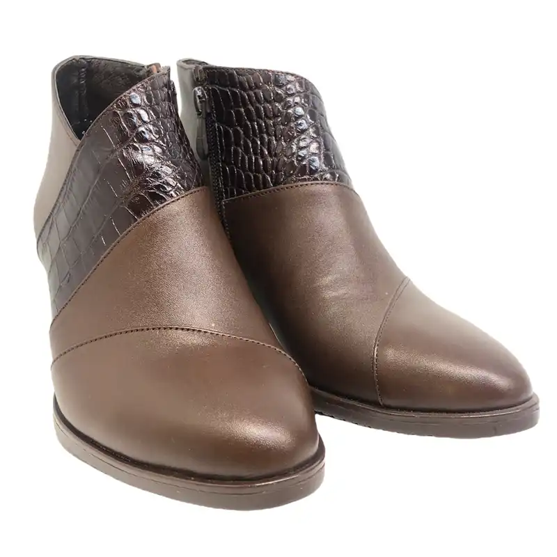 نیم بوت زنانه سرزمین چرم مدل 5239 رنگ قهوه ای