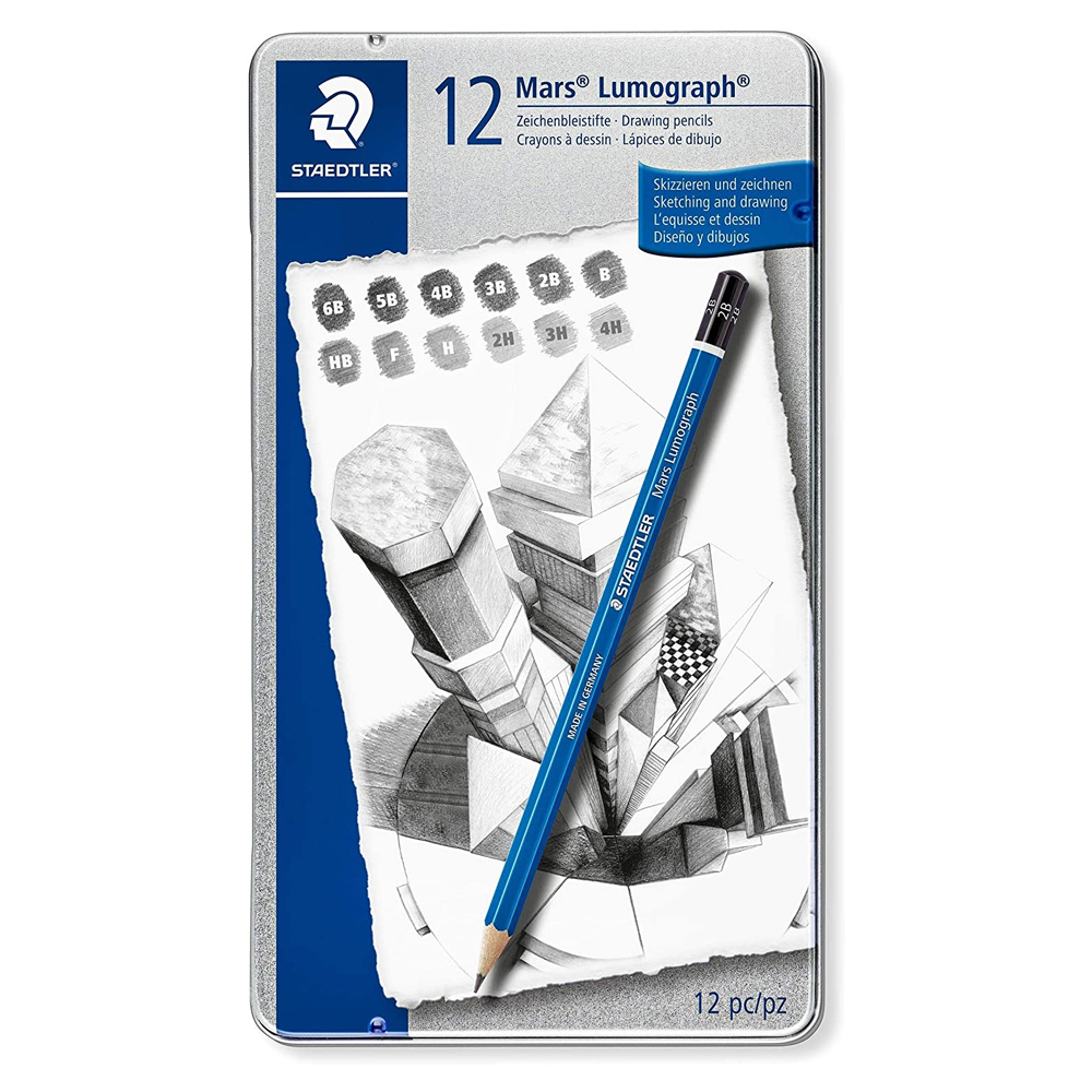 مداد طراحی استدلر مدل staedtler lumograph 12 مجموعه 12 عددی