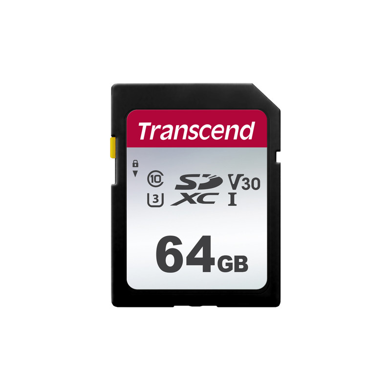 کارت حافظه SDXC ترنسند مدل 300S کلاس 10 استاندارد C10, U3, V30 سرعت 95MBps ظرفیت 64 گیگابایت