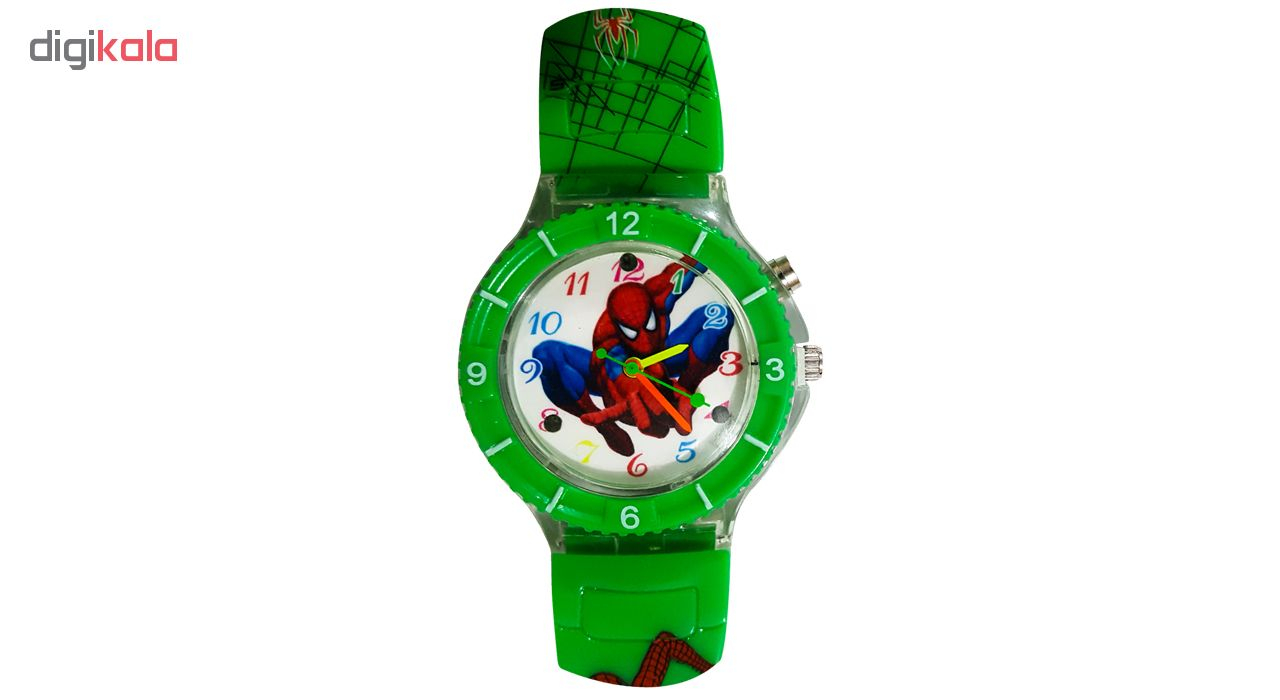 ساعت مچی عقربه ای بچه گانه مدل Spider man Green