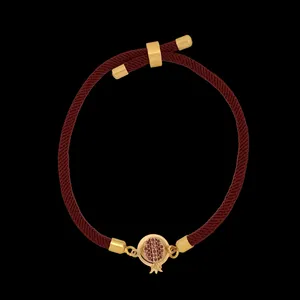 تخفیف دستبند طلا 18 عیار زنانه با بند بافت ناریا مدل انار مارشال کد AZ12-1