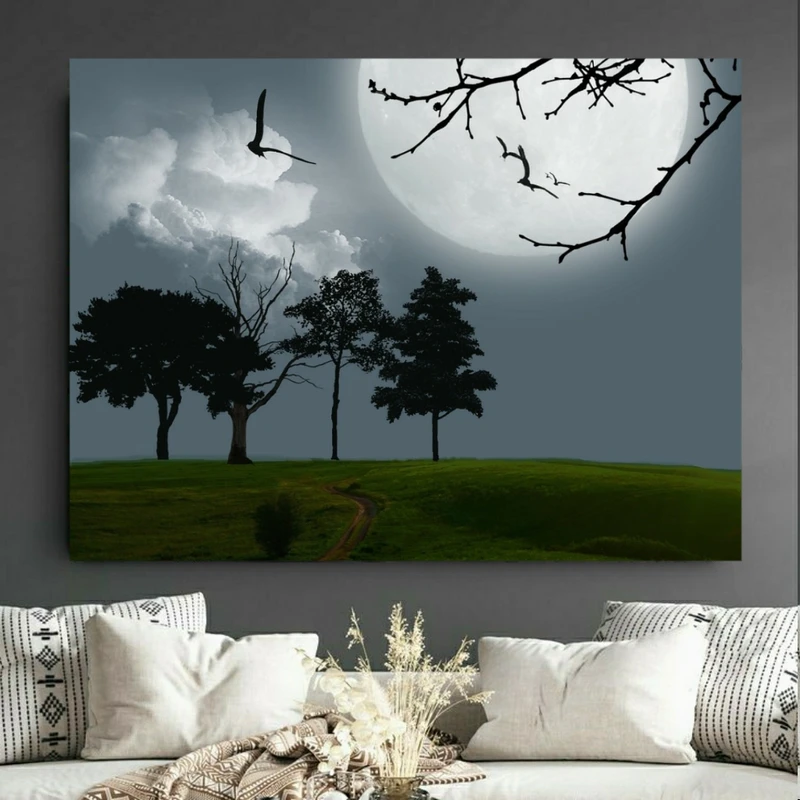 پوستر طرح منظره مدل ماه و درخت کد BK24080