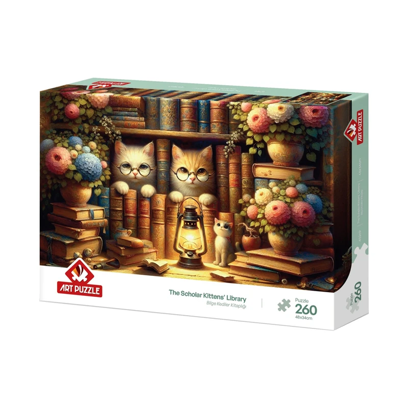 پازل 260 تکه آرت پازل مدل The Scholar Kittens' Library مناسب نوجوان و بزرگسال