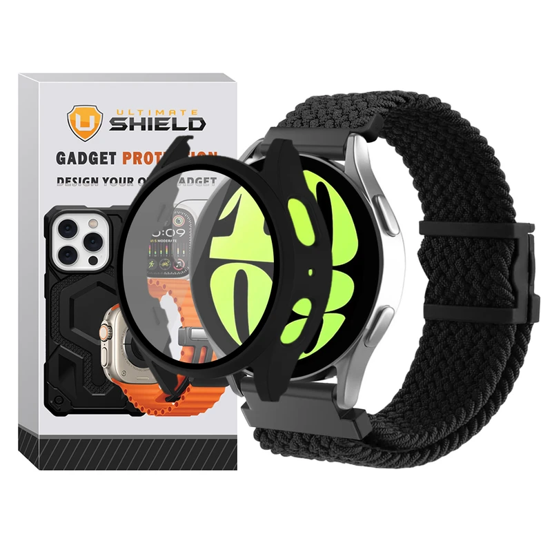 بند آلتیمیت شیلد مدل Braided_Mag_GRD مناسب برای ساعت هوشمند سامسونگ Galaxy Watch 6 44mm به همراه کاور