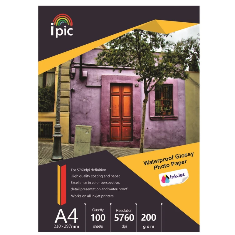 کاغذ فتو گلاسه آی پیک مدل ۲۰۰ A4 بسته ۱۰۰ عددی