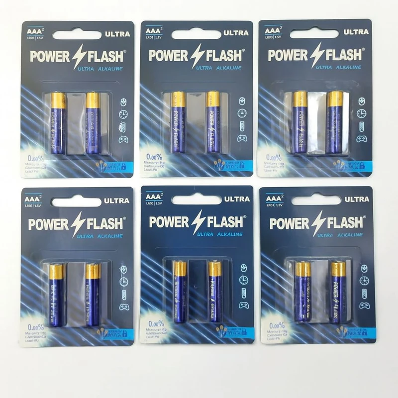 باتری نیم قلمی پاورفلش مدل الترا آلکالاین بسته ۱۲ عددی 