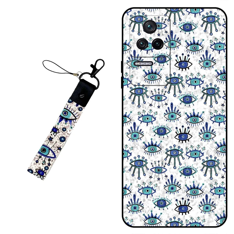 کاور مگافون طرح چشم نظر مدل 6464 مناسب برای گوشی موبایل شیائومی Poco F4 5G / Redmi K40S به همراه بند مچی 