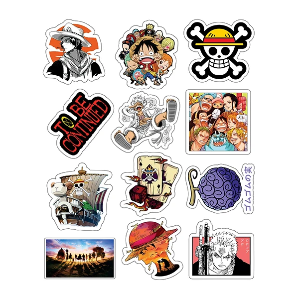 استیکر لپ تاپ توییجین و موییجین طرح One piece کد 04 مجموعه 12 عددی