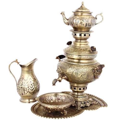 سرویس سماور زغالی کد 17020036 ظرفیت 4 لیتر