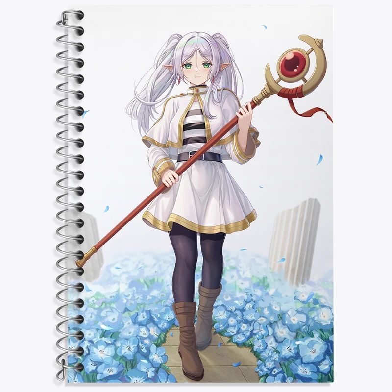 دفتر زبان 50 برگ خندالو مدل دو خط طرح انیمه فریرن (Frieren) کد 33872