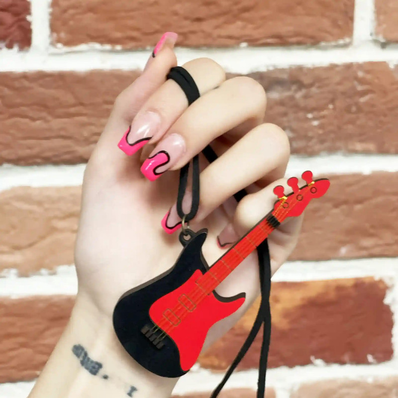 گردنبند طرح گیتار برقی مدل متالهد کد m.25315b