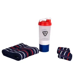 مچ بند و زانو بند چمپکس مدل 3XP Navy-Blue مجموعه 4 عددی به همراه شیکر چمپکس سایز freesize