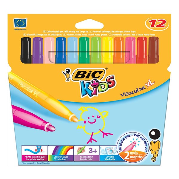 ماژیک رنگ آمیزی بیک سری Kids مدل Visacolor XL - بسته 12 رنگ