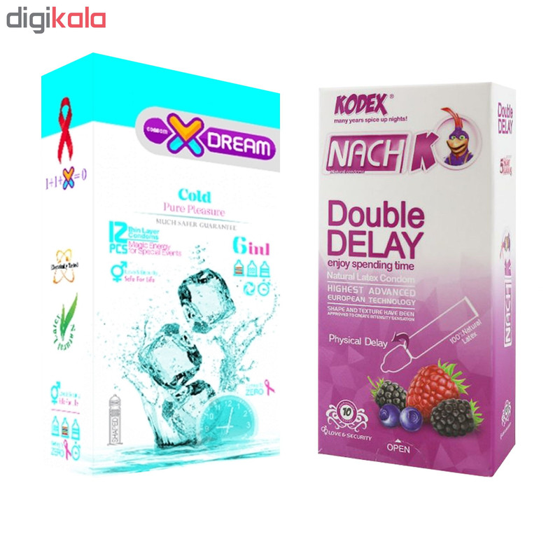کاندوم ایکس دریم مدل Cold بسته 12 عددی به همراه کاندوم تاخیری کدکس مدل Double Delay بسته 10 عددی کاندوم ایکس دریم مدل Cold بسته 12 عددی به همراه کاندوم تاخیری کدکس مدل Double Delay بسته 10 عددی