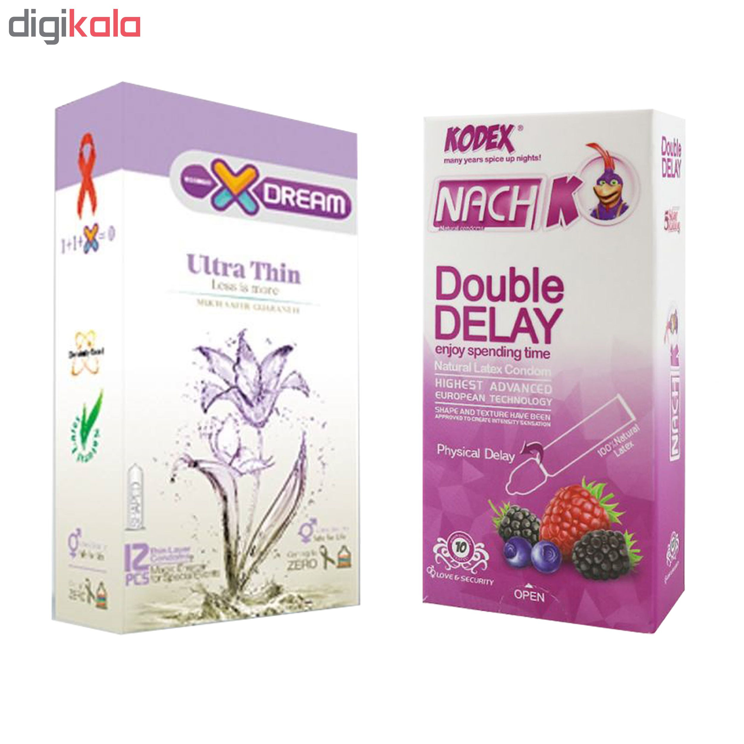 کاندوم ایکس دریم مدل بسیار نازک بسته 12 عددی به همراه کاندوم تاخیری کدکس مدل Double Delay بسته 10 کاندوم ایکس دریم مدل بسیار نازک بسته 12 عددی به همراه کاندوم تاخیری کدکس مدل Double Delay بسته 10