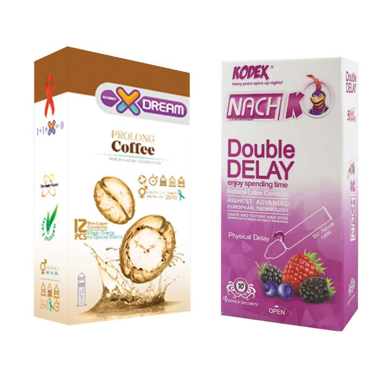 کاندوم ایکس دریم مدل Coffee بسته 12 عددی به همراه کاندوم تاخیری کدکس مدل Double Delay بسته 10 عددی کاندوم ایکس دریم مدل Coffee بسته 12 عددی به همراه کاندوم تاخیری کدکس مدل Double Delay بسته 10 عددی